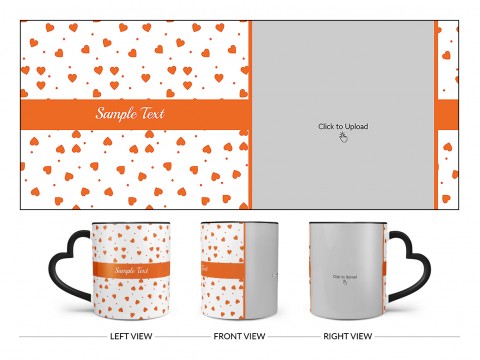 Heart Symbols Pattern Background Design On Love Handle Dual Tone Black Mug