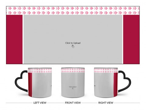 Floral Pattern Top border Design On Love Handle Dual Tone Black Mug