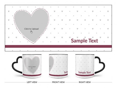 Love Symbol & Dotted Pattern Background Design On Love Handle Dual Tone Black Mug