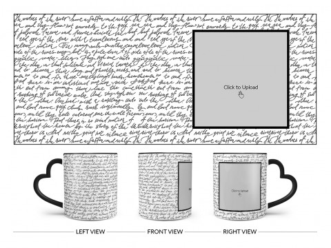 Cursive Writing Background With Square Pic Upload Design On Love Handle Dual Tone Black Mug