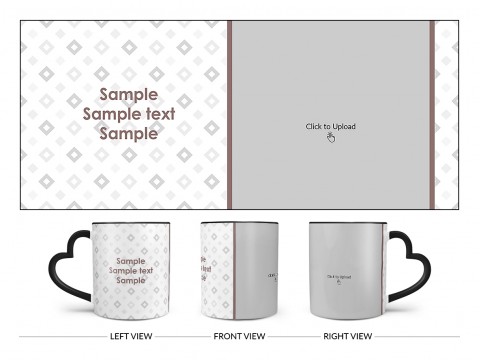 Tilted Square Pattern Background Design On Love Handle Dual Tone Black Mug