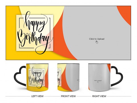 Boy Friend Birthday Orange And Yellow Waves Design On Love Handle Dual Tone Black Mug