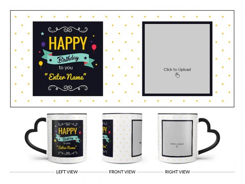 Boy Friend Birthday Yellow Dots Background Design On Love Handle Dual Tone Black Mug