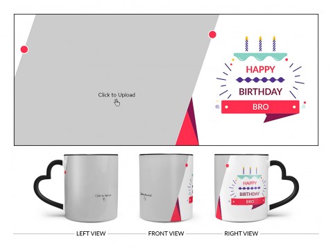 Brother's Birthday With White Background Design On Love Handle Dual Tone Black Mug