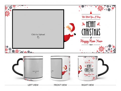 We Wish You A Very Merry Christmas Design On Love Handle Dual Tone Black Mug