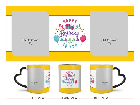 Daughter Birthday With Yellow Borders Design On Love Handle Dual Tone Black Mug