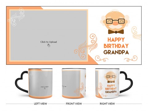 Grandpa Birthday Design On Love Handle Dual Tone Black Mug