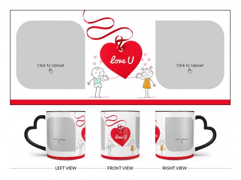 Love You Tag Design On Love Handle Dual Tone Black Mug
