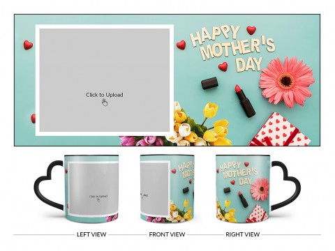Happy Mother's Day Design On Love Handle Dual Tone Black Mug