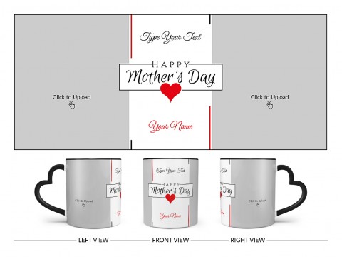 Happy Mother’s Day With 2 Pic Upload Design On Love Handle Dual Tone Black Mug