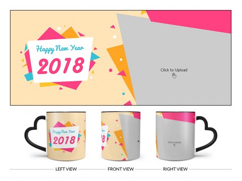 Happy New Year 2018 Design On Love Handle Dual Tone Black Mug