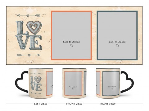Vintage Background With Love Text Design On Love Handle Dual Tone Black Mug