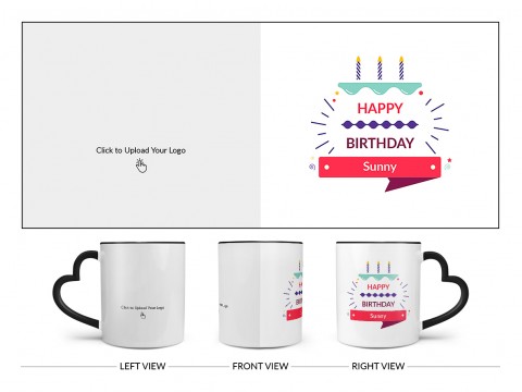 Company Mug With Birthday Message Design On Love Handle Dual Tone Black Mug