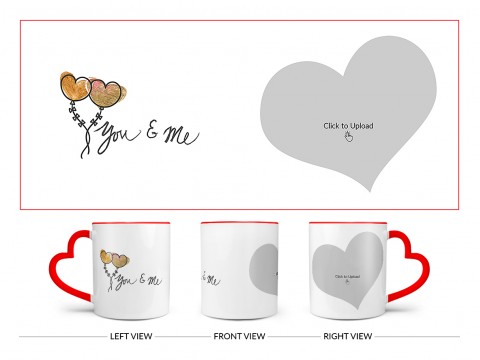 You & Me Design On Love Handle Dual Tone Red Mug