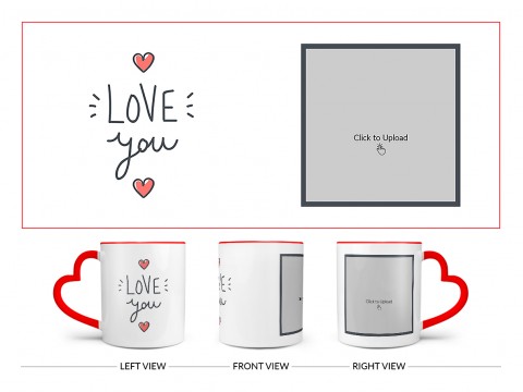 Love You Design On Love Handle Dual Tone Red Mug