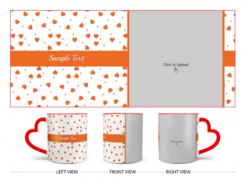 Heart Symbols Pattern Background Design On Love Handle Dual Tone Red Mug