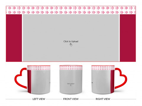 Floral Pattern Top border Design On Love Handle Dual Tone Red Mug
