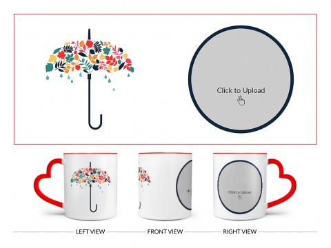Flower Design Umbrella Design On Love Handle Dual Tone Red Mug