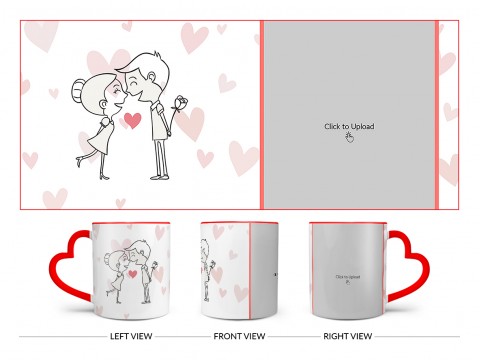 Lovers Enjoying In Love Rain Design On Love Handle Dual Tone Red Mug