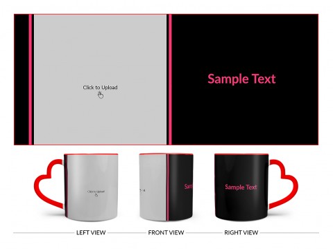 Black Background With Square Pic Upload Design On Love Handle Dual Tone Red Mug