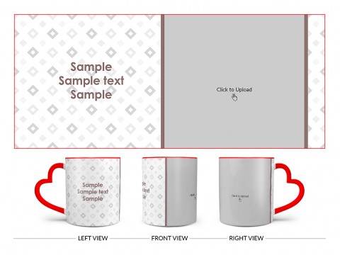 Tilted Square Pattern Background Design On Love Handle Dual Tone Red Mug