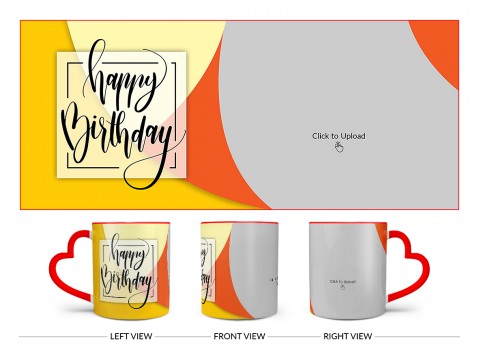 Boy Friend Birthday Orange And Yellow Waves Design On Love Handle Dual Tone Red Mug