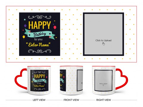 Boy Friend Birthday Yellow Dots Background Design On Love Handle Dual Tone Red Mug
