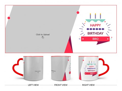 Brother's Birthday With White Background Design On Love Handle Dual Tone Red Mug