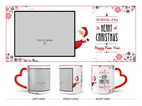 We Wish You A Very Merry Christmas Design On Love Handle Dual Tone Red Mug
