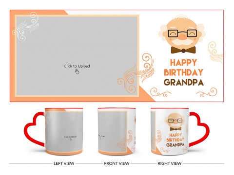 Grandpa Birthday Design On Love Handle Dual Tone Red Mug