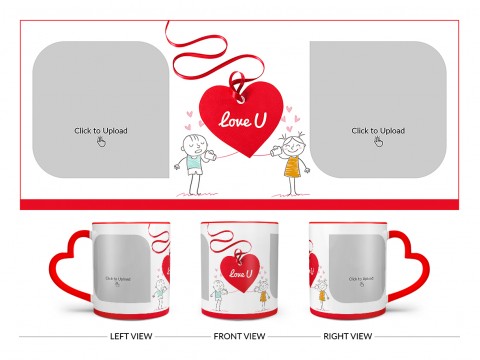 Love You Tag Design On Love Handle Dual Tone Red Mug