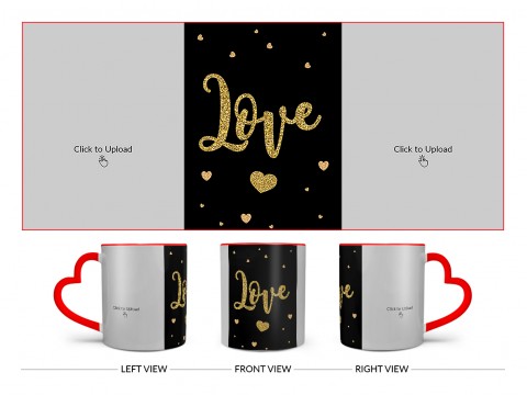 Gold Textured Love Design On Love Handle Dual Tone Red Mug