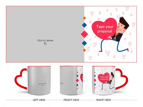Proposal Design On Love Handle Dual Tone Red Mug