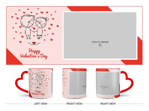 Happy Valentine's Day Design On Love Handle Dual Tone Red Mug