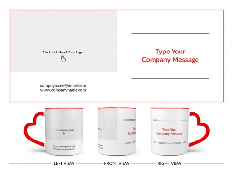 Company Mug With Custom Message Design On Love Handle Dual Tone Red Mug