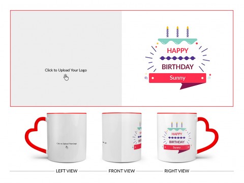 Company Mug With Birthday Message Design On Love Handle Dual Tone Red Mug