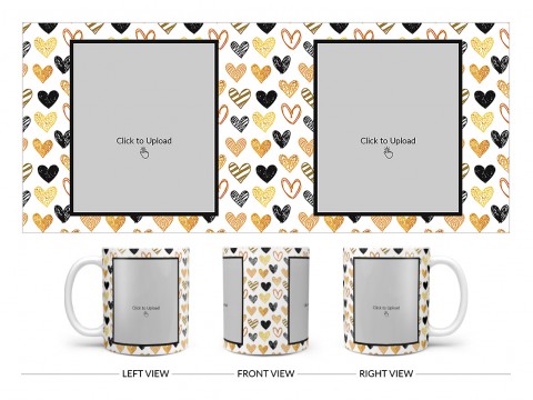 Love Symbols Pattern Background With Couple Of Pic Upload Upload Design On Plain white Mug