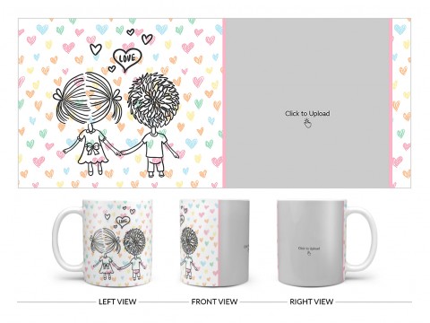 Young Couple Starting Journey For Love / Life Design On Plain white Mug