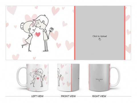 Lovers Enjoying In Love Rain Design On Plain white Mug