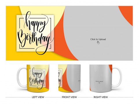 Boy Friend Birthday Orange And Yellow Waves Design On Plain white Mug