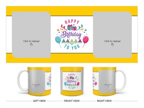 Daughter Birthday With Yellow Borders Design On Plain white Mug