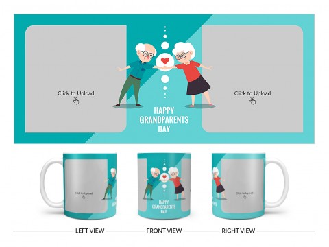 Grandparents Day With 2 Pic Upload Design On Plain white Mug