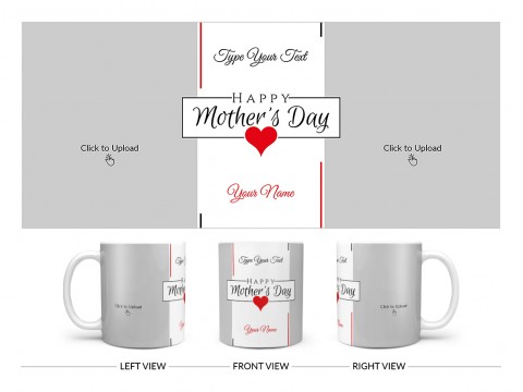 Happy Mother’s Day With 2 Pic Upload Design On Plain white Mug