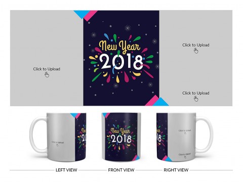 Happy New Year 2018 Design On Plain white Mug