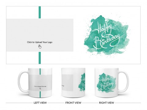 Corporate Mug With Birthday Message Design On Plain white Mug