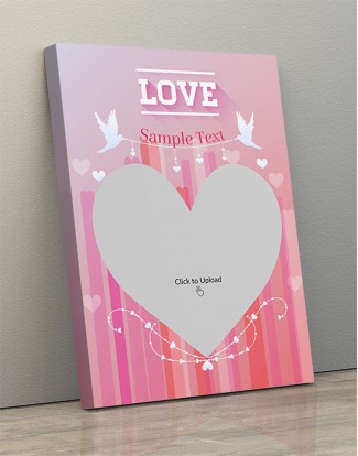 Photo Canvas Frames 10x14 - Pic Upload In Heart Symbol With Love Birds  Design