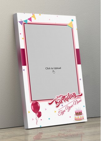 Photo Canvas Frames 10x17 - Birthday Wishes With Pink Ribbon Design