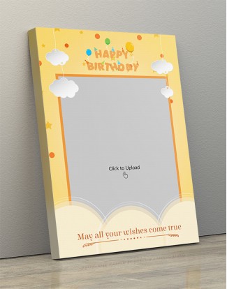Photo Canvas Frames 12x17 - Birthday Wishes With Hanging Clouds Design