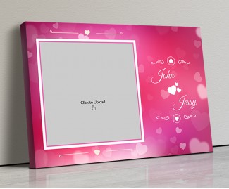 Photo Canvas Frames 14x10 - Pink Color Backgound  With Heart Symbols Design