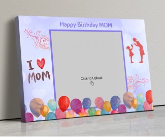 Photo Canvas Frames 14x10 - Happy Birthday Mom Wishes With Watercolor Balloons  Design
